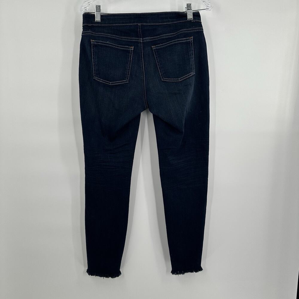 Eileen Fisher Jeans Womens 2 Dark Wash Straight Stretch Frayed hem Midrise‎ - Picture 4 of 14